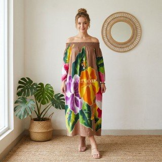 Summer Dress Rayon Hand Painted by Balinese Artisans